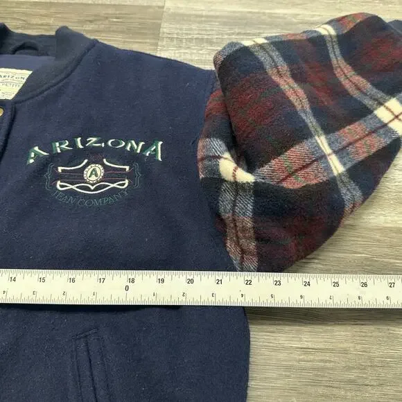 Vintage 90s Arizona Jean Company Blue Womens M Petite Wool Blend Flannel Jacket - Picture 7 of 11